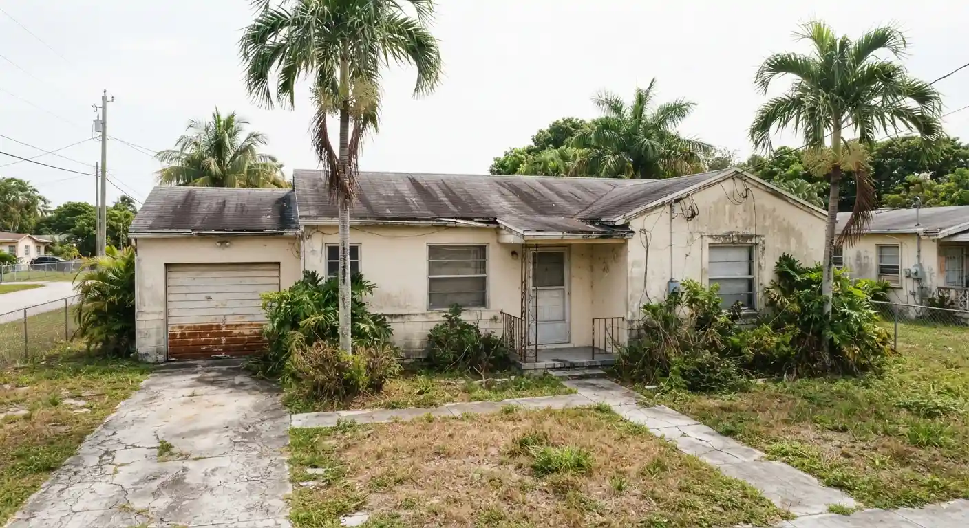 Property exterior before renovation work began.